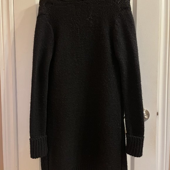 Zara Long Black Wool & Alpaca Cardigan Sweater - Picture 3 of 5